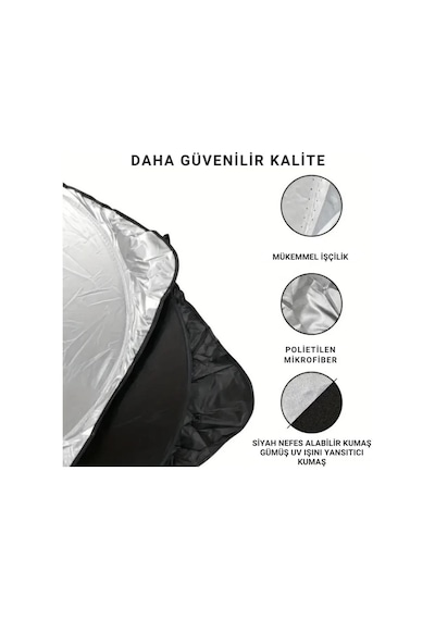 Polham 150x70 Cm Universal Araç İçi Ön Cam Güneş Koruyucu Branda, Sedan, Suv Ve Hatchback Uyumlu, Uv Engelleyici