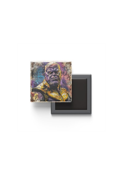 Thanos - Baskılı Buzdolap Magneti Kare - 9x9 Cm