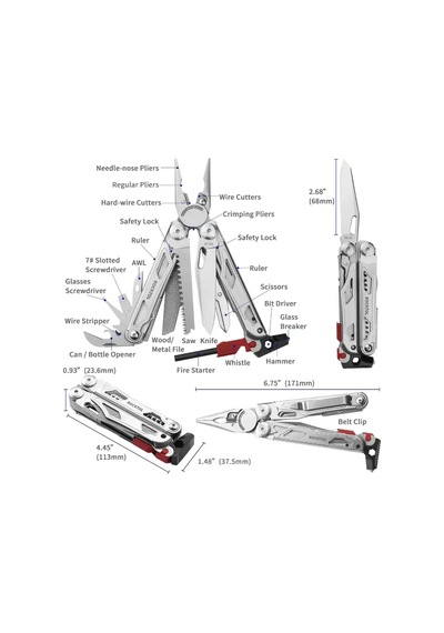 Rocktol 22 Fonksiyonlu Multitool Pense Kılıflı