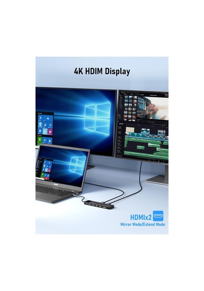 Lemorele Tc200, 13 İn 1 Type-c Hub Docking Çoklayıcı Çift Hdmı Vga Ethernet Rj45 100w Pd Şarj Usb Çoğaltıcı