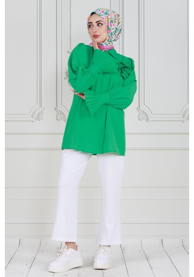 Sevitli Gül Broşlu Kolu Fırfırlı Tunik-benetton Yeşili-3605-benetton Yeşili Benetton Yeşili Sevitli Gül Broşlu Kolu Fırfırlı Tunik-benetton Yeşili-3605-benetton Yeşili Benetton Yeşili