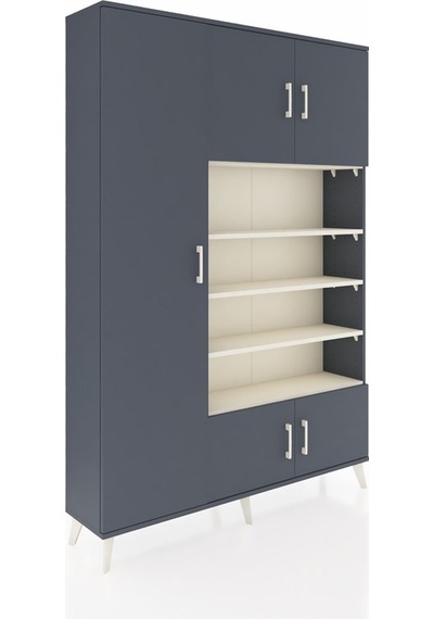 Arges Dolap 10 Raflı 5 Kapaklı 132x30x195 Antrasit-antrasit/a... Antrasit