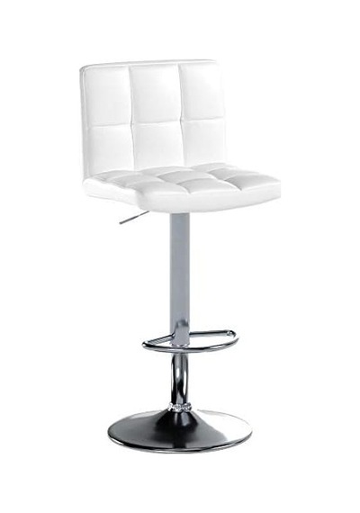 Bar Tabureleri, 2'li Set, Yüksekliği Ayarlanabilir Pu Kapaklı Bar Sandalyeleri, 360 Döner Sandalye, Arkalık Ve Ayaklıklı Mutfak Sandalyesi, Lobi, Tezgah, Krom Kaplama Çelik, Beyaz Ljb64w Çok Renkli