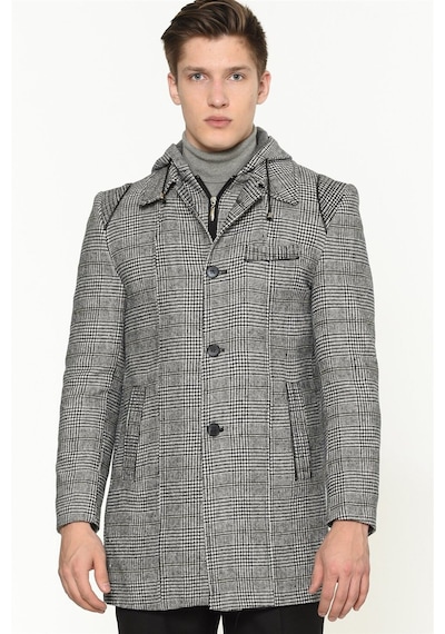 Plt8335 Dewberry Erkek Palto-ekose Gri Ekose Gri