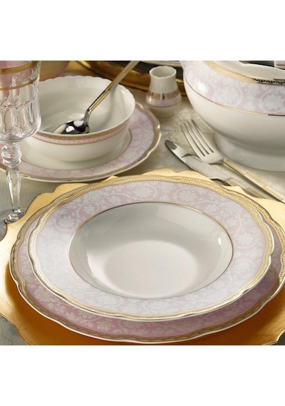 Kütahya Porselen Bone Olympos 62 Parça 93374 Desenli Yemek Takımı