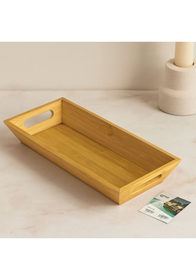 Bambu Sunum Tepsisi 16x35x4.5 Cm Çift Kulplu Açık Mavi