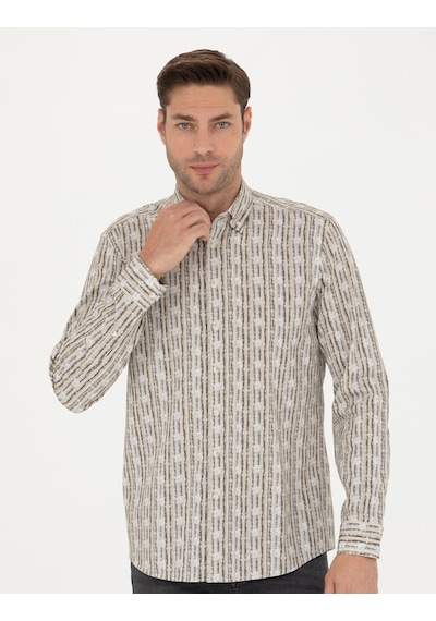 Pierre Cardin Erkek Haki Desenli Gömlek 50273550-vr027 Haki