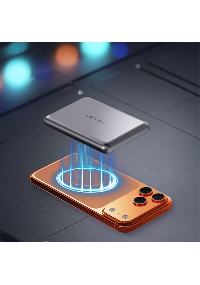 Lenyes Pw0015d Ultra İnce Led Göstergeli Wireless Powerbank 15w 5000mah Gri