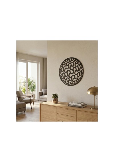 Geometrik Desenli Daire Duvar Tablosu Mdf Lazer Kesim Modern Minimal Duvar Süsü Renk