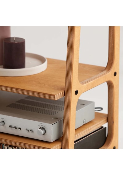 Woodesk Vinilo, Ahşap, 114x50, Tik Renk, Kitaplık Ve Pikap Standı