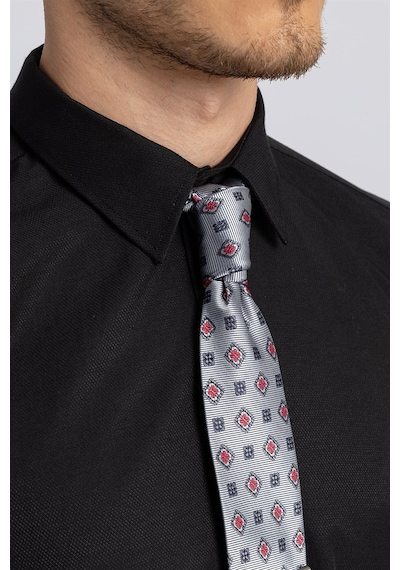 Tudors Modern Slim Fit Dar Kesim Armürlü Erkek Gömlek-22353-Siyah