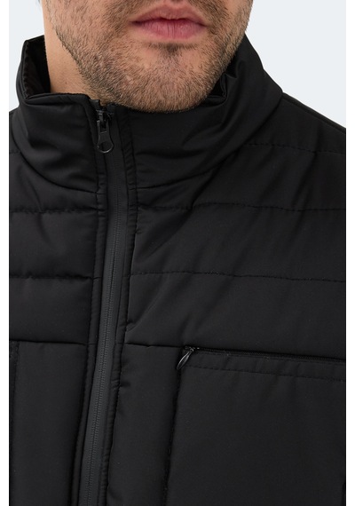 Slazenger Baldwıng Erkek Dik Yaka Fermuarlı Siyah Mont & Kaban Siyah