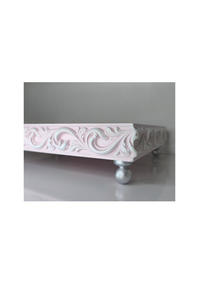 Epoksi Tepsi Ahşap Ayaklı Sunumluk Dekoratif Aksesuar 35 25cm Pembe - 909378093 Pembe