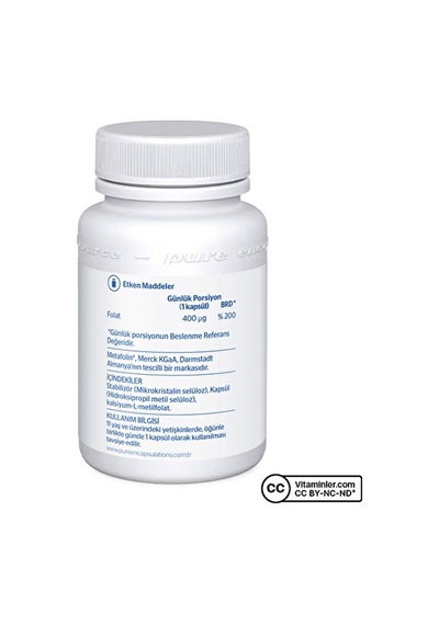 Pure Encapsulations Folate 400 Mcg 60 Kapsül