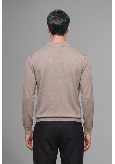 Defacto Standart Fit Yarım Fermuarlı Polo Yaka Triko Basic Kazak H7595ax26aubg766 Bej-bg766
