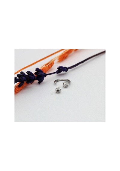 Dudak Boy 3176 Beyaz Septum - Tragus Gümüş Renk Kıkırdak Burun Minik Taş Piercing Çelik Silver