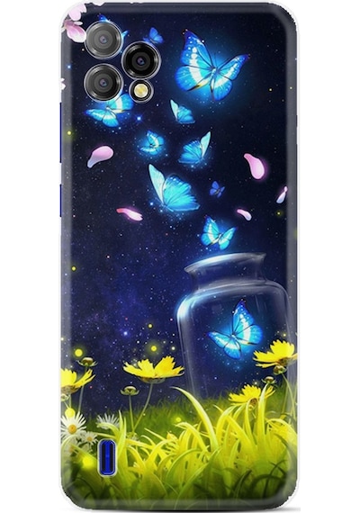 Reeder P13 Blue Plus 2022 Kılıf Boyun Askılı Neon Butterflys 1309