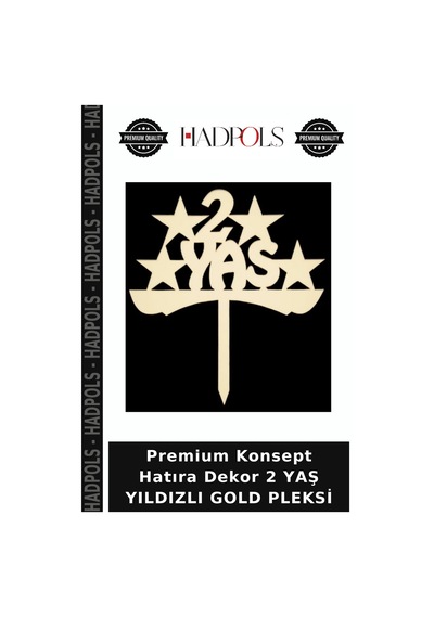 Premium Konsept Hatıra Dekor 2 Yaş Yıldızlı Gold Pleksi Altın