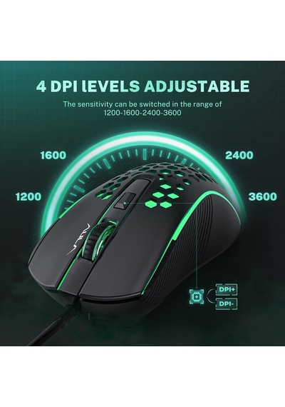 S11 3600dpı Rgb Optik Oyuncu Mouse, Siyah