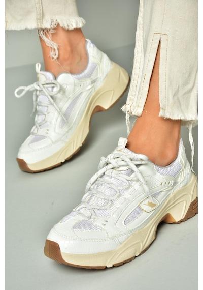 Fox Shoes U312414209 Beyaz Kalın Tabanlı Spor Ayakkabı Sneakers Beyaz-suni Deri Çok Renkli