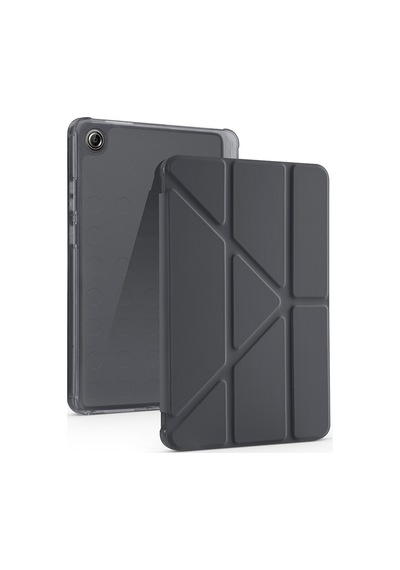 Lenovo Tab One 8.7 2025 Tb-305fu Uyumlu Kalem Bölmeli Dönebilen Üçgen Standlı Tri Folding Tablet Kılıfı - Siyah - T41659