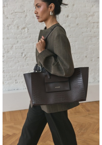Lutvelizade Çanta 2601 Croc Kumaş Shopper Acı Kahve Croc Kadın Çanta