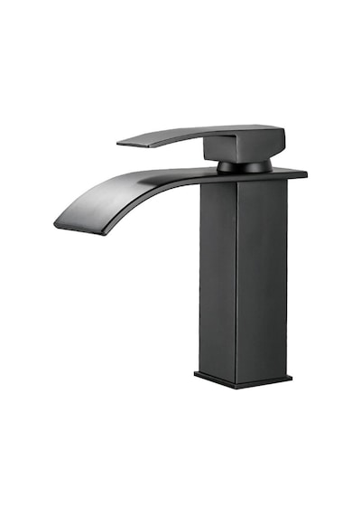 Rena Design Siyah Lavabo Bataryası Oval Çıkış Havza Model Yüksek Kalite Lavabo Musluğu Çiftgirişli Armatür