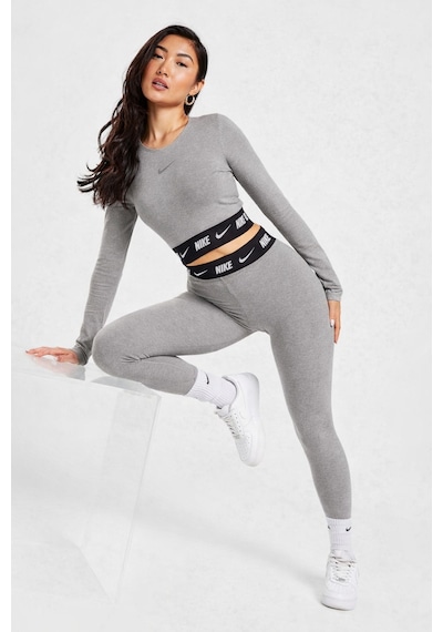 Nike Sportswear Club High Rise Full Length Kadın Yüksek Bel Pamuk Polyester Tayt Gri Kahverengi