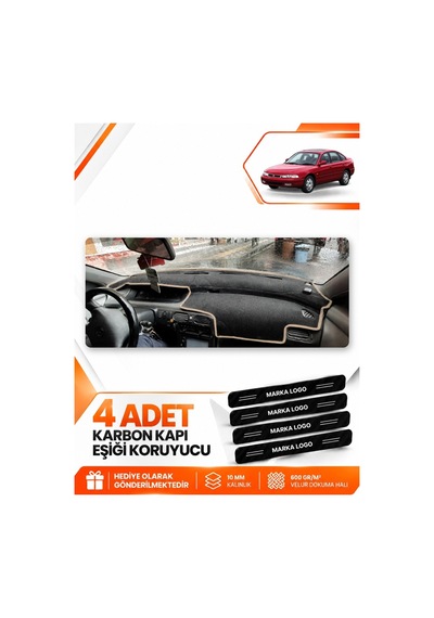 Mazda 626 Cronos 1991-1996 Uyumlu Ön Örtüsü Torpido Koruma Kılıfı Halısı - Siyah Bej