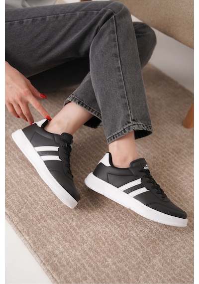 Daxtors Daxors D163 Günlük Ortopedik Kadın Sneaker Spor Ayakkabı Siyah-beyaz