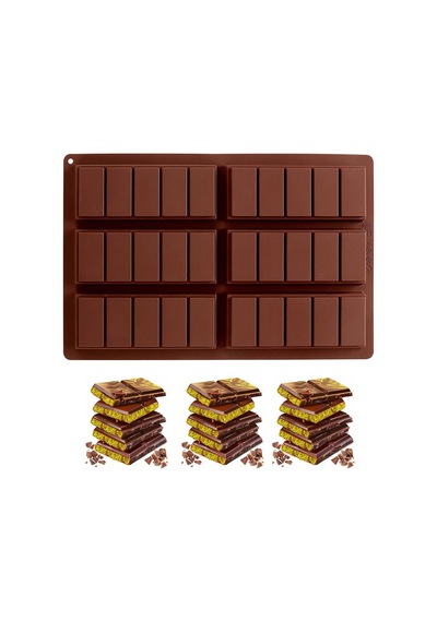 Silikon Kalıp Dubai Çikolata Bar Ve Kek Çizgili Tablet Dubai Çikolatası Kalıbı 6 Lı Renksiz