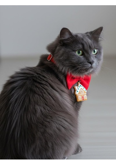 Gingerhome Kedi Papyon Tasması Kırmızı Fiyonk Boyun Aksesuarı Noel Temalı Kedi Süsü