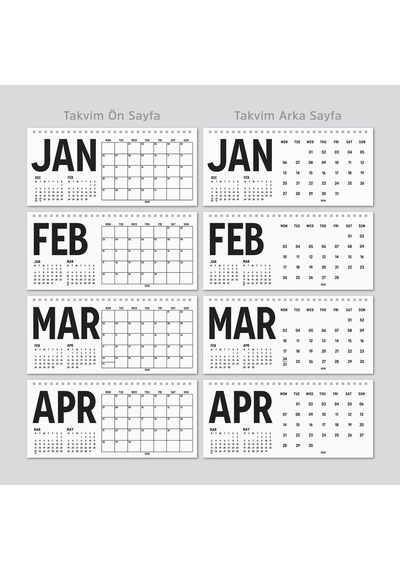 2027 Masa Takvimi, Önceki Ay Sonraki Ay Takvim, Aylık Planlayıcı Takvim, Üç Aylık Takvim, Çift Taraf