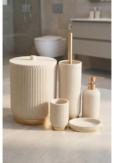 Acar Jhn-09778 Bej Laduree Collection 5'li Banyo Set