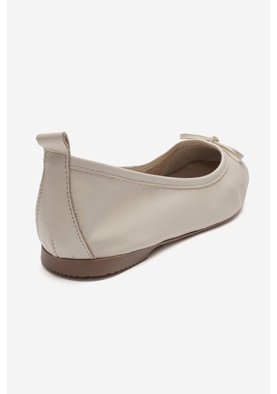 Luvi Shoes 01 Krem Cilt Hakiki Deri Kadın Babet Ayakkabı
