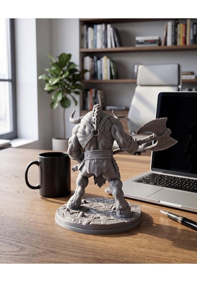 Minotaur Yunan Mitolojisi Boğa Adam Biblosu Antik Fantastik Figür Mat Gri 15 Cm Çalışma Masası Dekoru Mitoloji Sevenlere Hediye 15cm