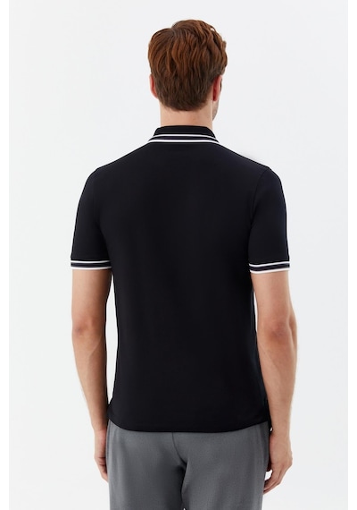 Sabri Özel Düğmeli Polo Yaka Erkek T-shirt Siyah