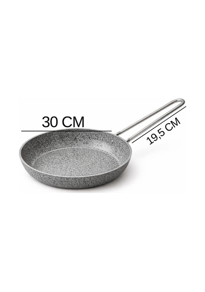 Stone-h 30 Cm Çizilmez Yanmaz Yapışmaz Tava Gri