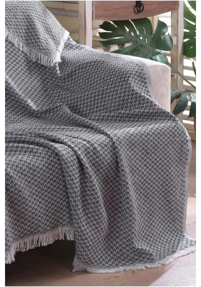 Pamuklu Koltuk Örtüsü 170x210 Cm Tekli&üçlü Koltuk,çekyat Ve Berjer İçin Modern Çizgili Yıkanabilir Antrasit