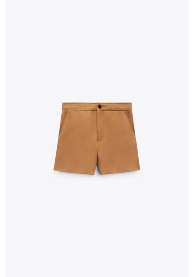 Zara Cepli Chino Bermuda Şort 8757-607 Kremit