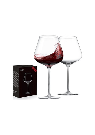 Tr Elle Üflemeli İtalyan Tarzı Kristal Şarap Kadehleri - Kurşunsuz Premium Kristal Şeffaf Cam - 20-21 Oz Set - Her Diğer