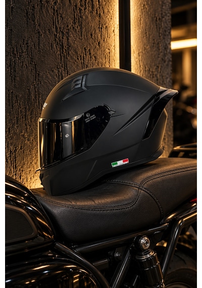 Sway 869 Mat Siyah Motosiklet Kask Black Vizör