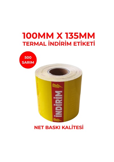 135x100 Termal Karton İndirim Etiketi 250 Sarım 5 Adet Rulo