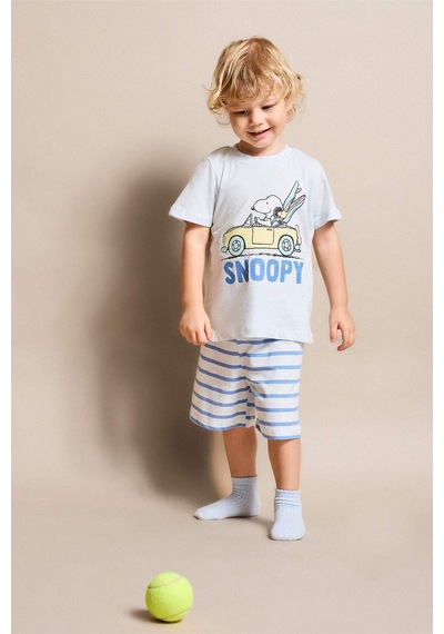 Defacto Snoopy Desenli 2li Pijama Takımı Erkek Bebek H3501a526smbe61 Mavi-be61