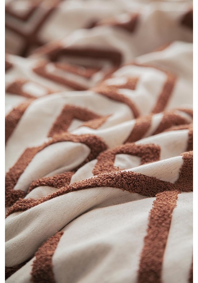 Ecocotton Talya Bej-terra Çift Kişilik %100 Organik Pamuk Keten Nevresim Takımı Bej