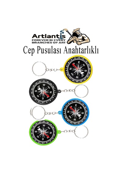 Pusula Anahtarlık Renkli 4 Adet Küçük Pusula Okul Deney Gezi Cep Pusulası Manyetik Pusula Plastik Öğrenci Çok Renkli