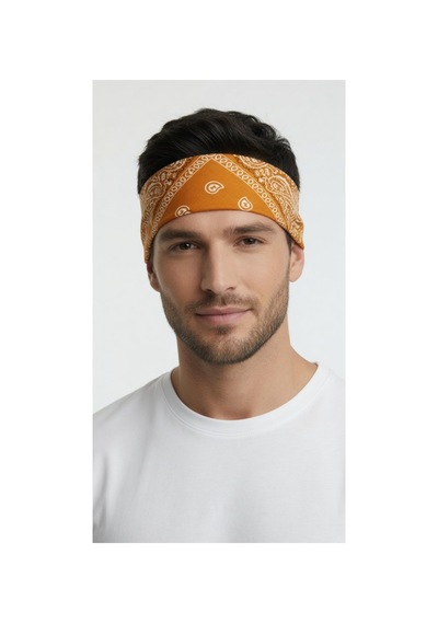 Mollycrush Unisex Turuncu Şal Desenli Bandana Günlük Saç Aksesuarı, Boyunluk Ve Outdoor Fular Turuncu