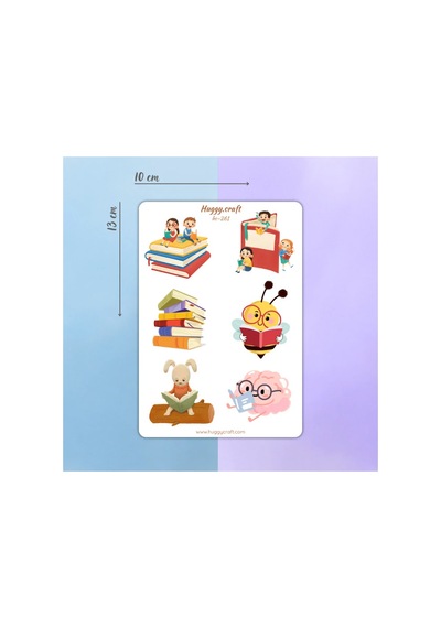 Kitap Okuma Temalı 4'lü Sticker Set Bullet Journal Name, Ketebe, Reading Time, Nesren, Books Standart