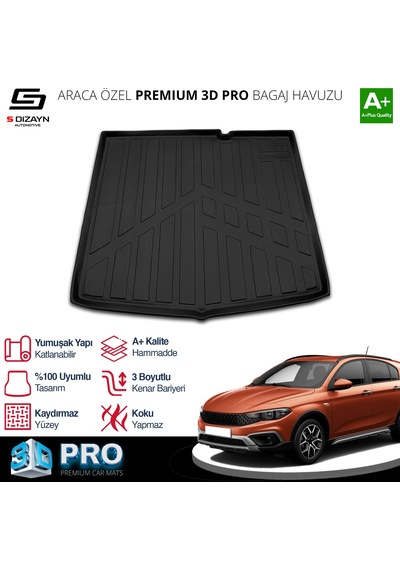 S-dizayn Fiat Egea Cross 3d Pro Bagaj Havuzu 2020 Üzeri A+ Kalite