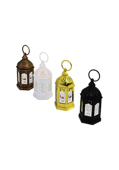 Fashıon Desıng Led Lanterm Sdr-lm-005 Ramazan Led Işık Orta Pilli Plastik Mix Renkli Altıgen Kubbe - 12'li Paket Diğer